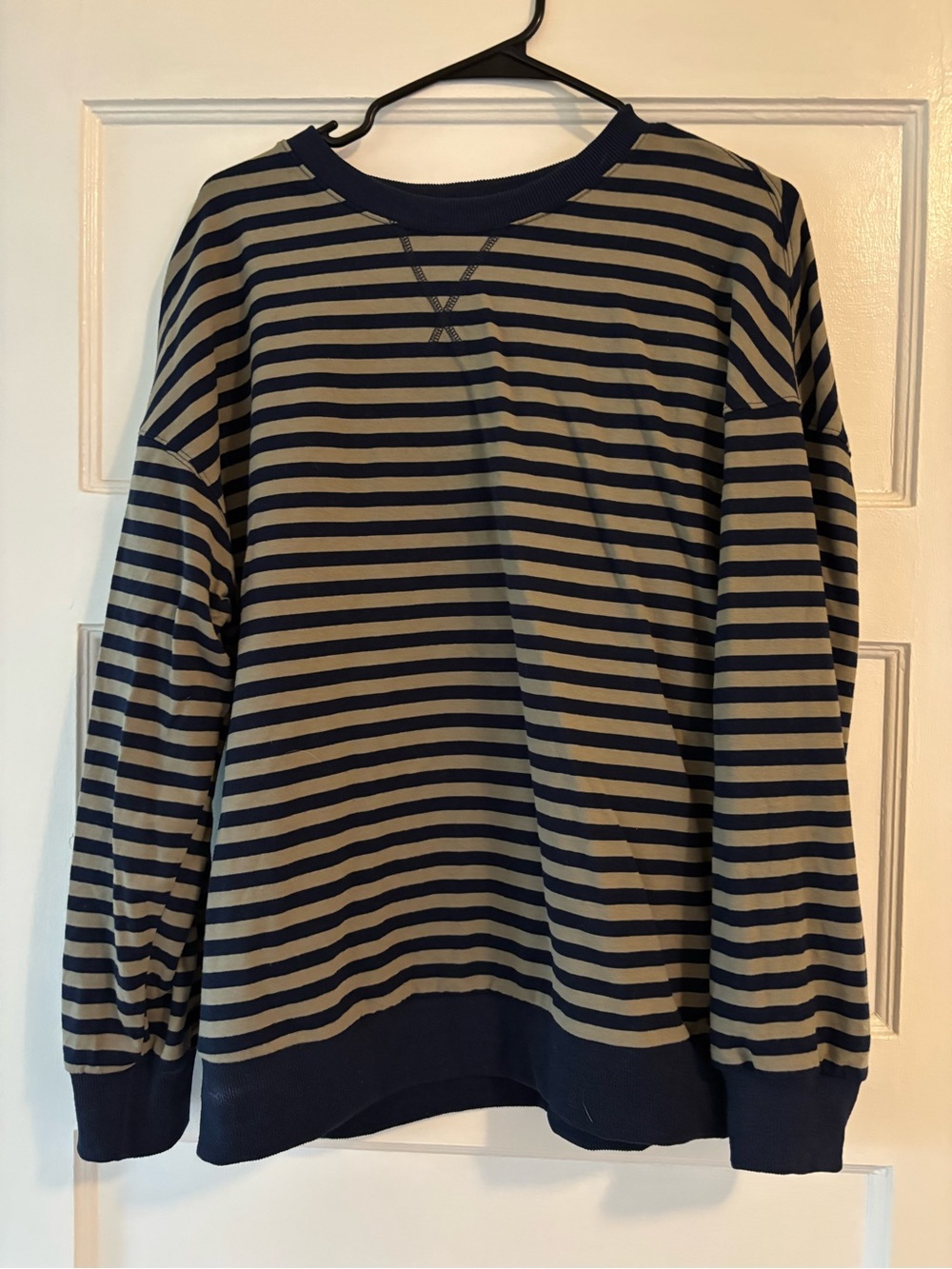 Striped Navy and Green Crewneck Sweatshirt